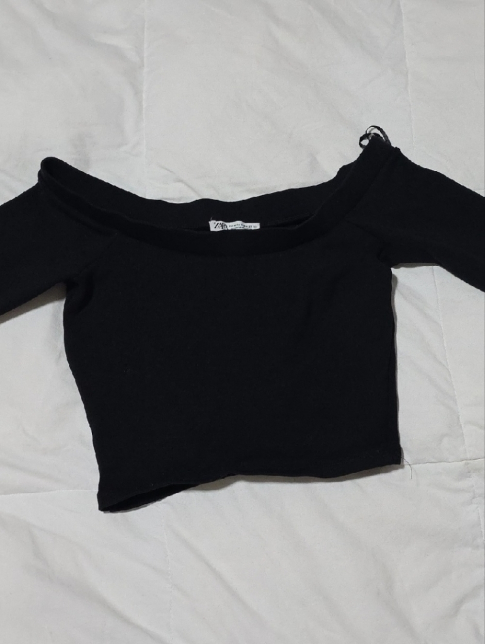 Zara Fitted Black Off Shoulder Top